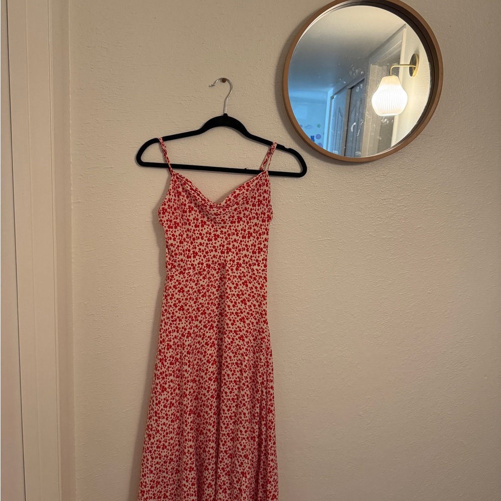 All in Favor Red Floral Midi Dress